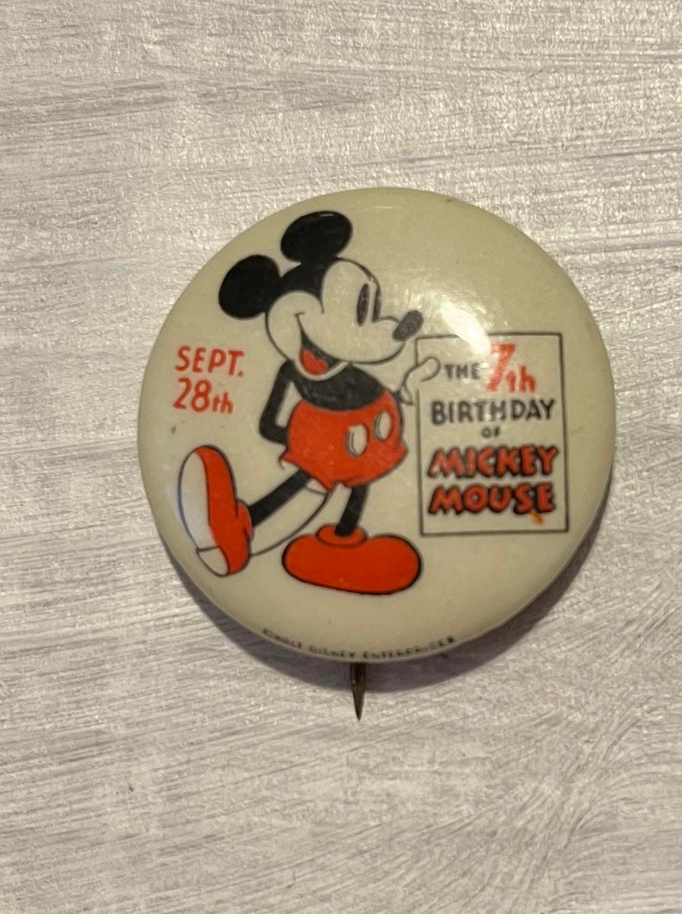 希少 60s~ Mickey Vintage Button Badge Mickey Mouse 60th birthday 
