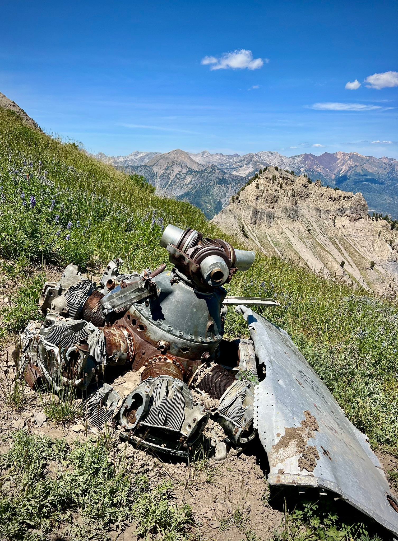 B-25 crash site on Mount Timpanogos roughly 70 years later