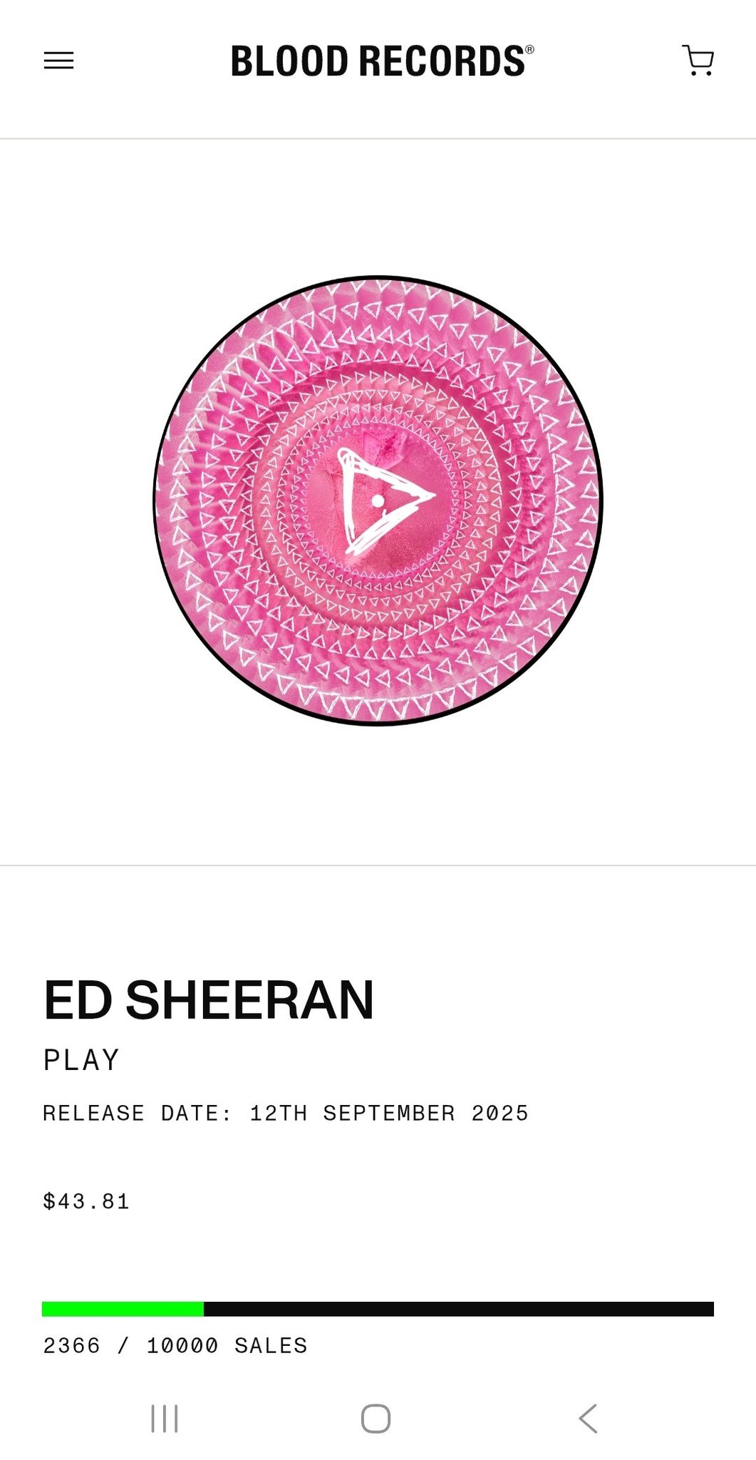 Ed Sheeran's Play Zoetrope album on Blood Records