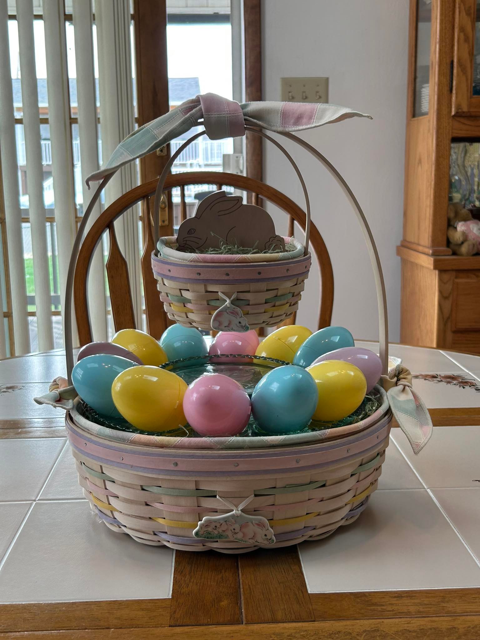 Decorating for Easter with vintage Longaberger baskets