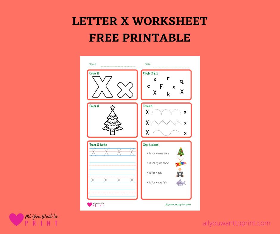 Letter X Worksheets Grade 1