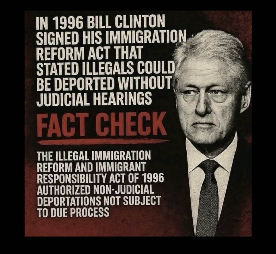 IN 1996 BILL CLINTON SIGNED HIS IMMIGRATION REFORM ACT THAT STATED ...