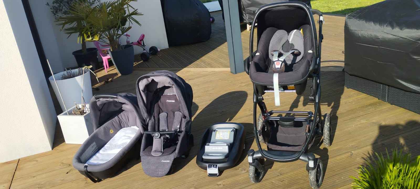 Bebamour Landau 2-en-1 – Poussette Pliable Avec Landau Amovible, Pour Poupée, Tissu Lavable, Gris