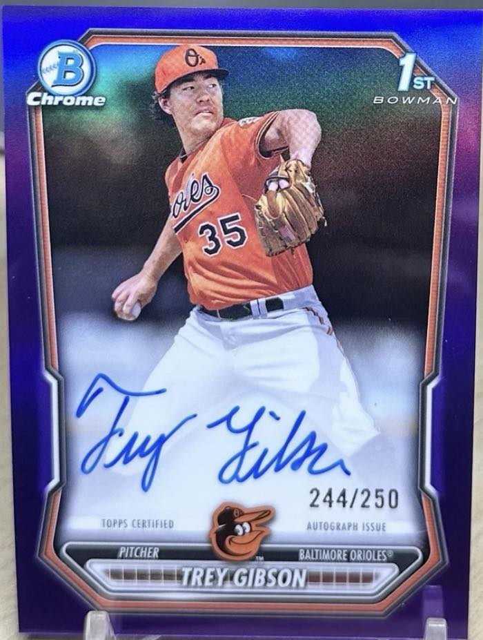 Is this unique Bowman Trey Gibson autograph card valuable?