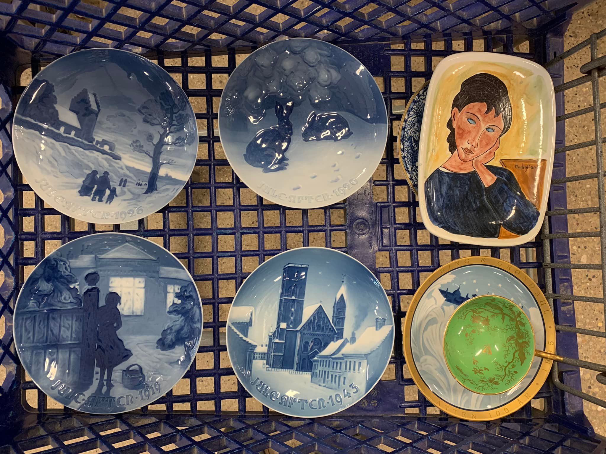 Blue Christmas plate is one of the 8 plates from Winged Treasures