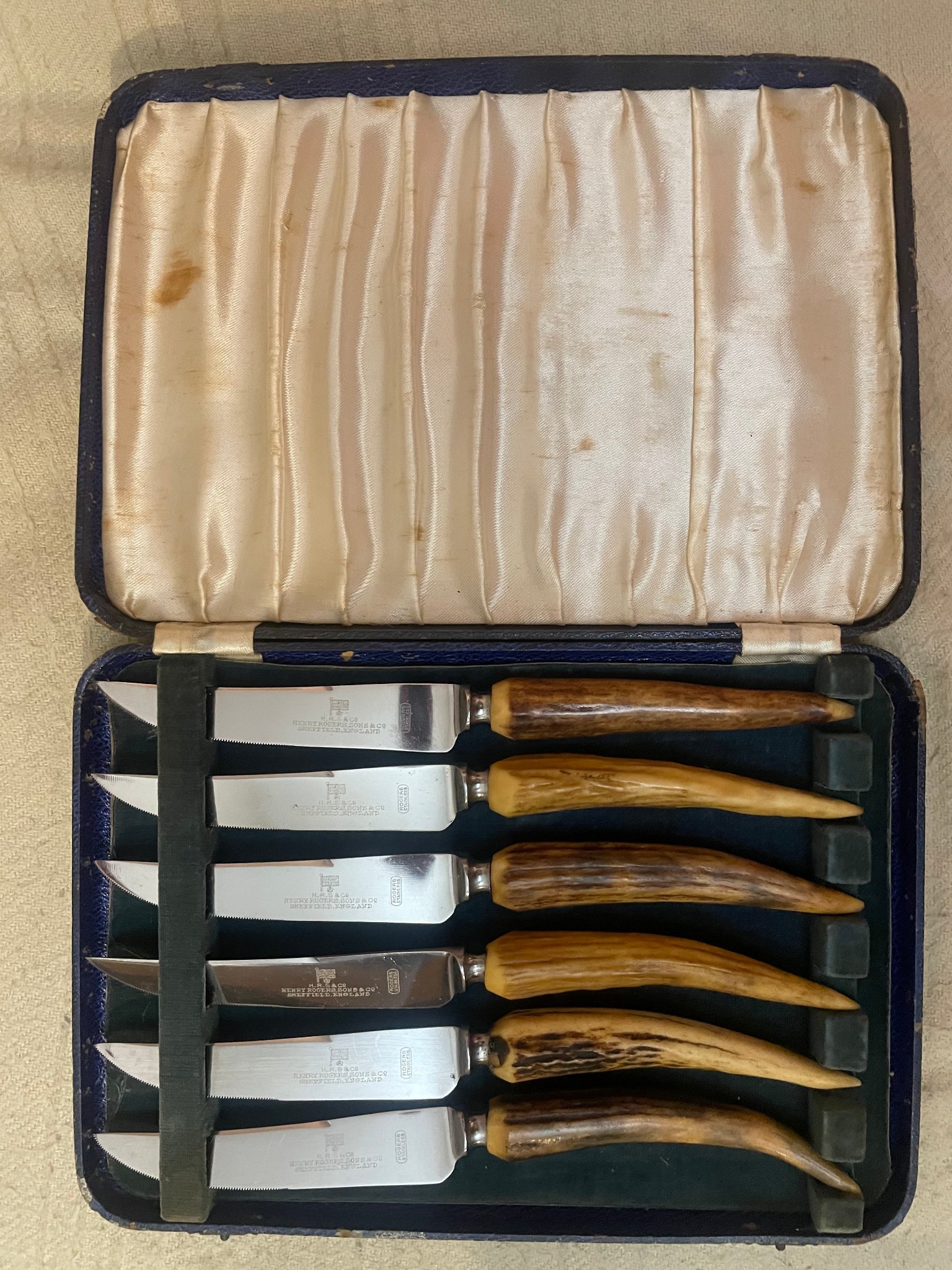 Vintage Sheffield England Carving Knife Set With 6 Steak Knives  display picture 1