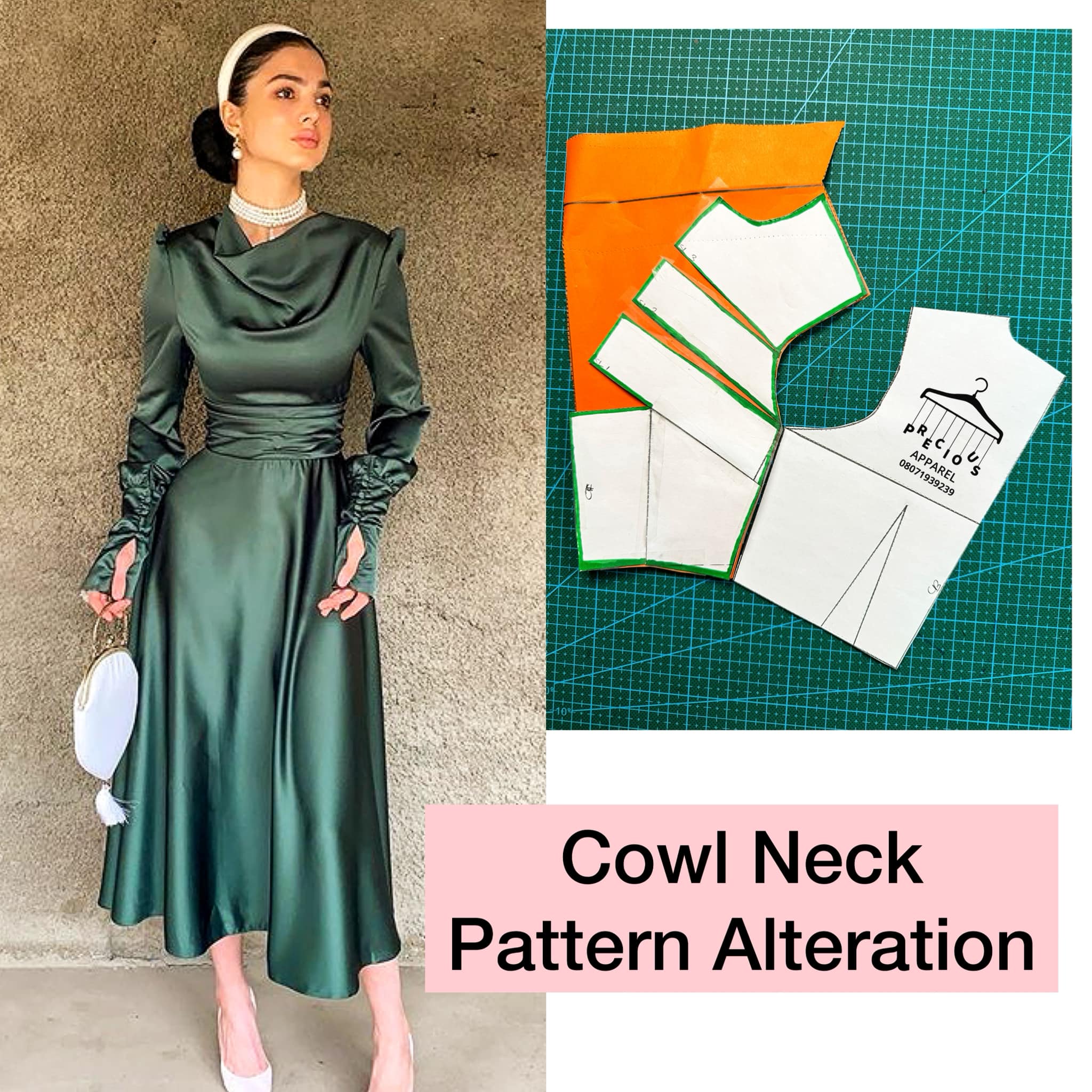 how to cut cowl neck dress draft a neckline for fashion design Plus Size Brown Dresses TJL Collection Color:Cowrie Cow neck top