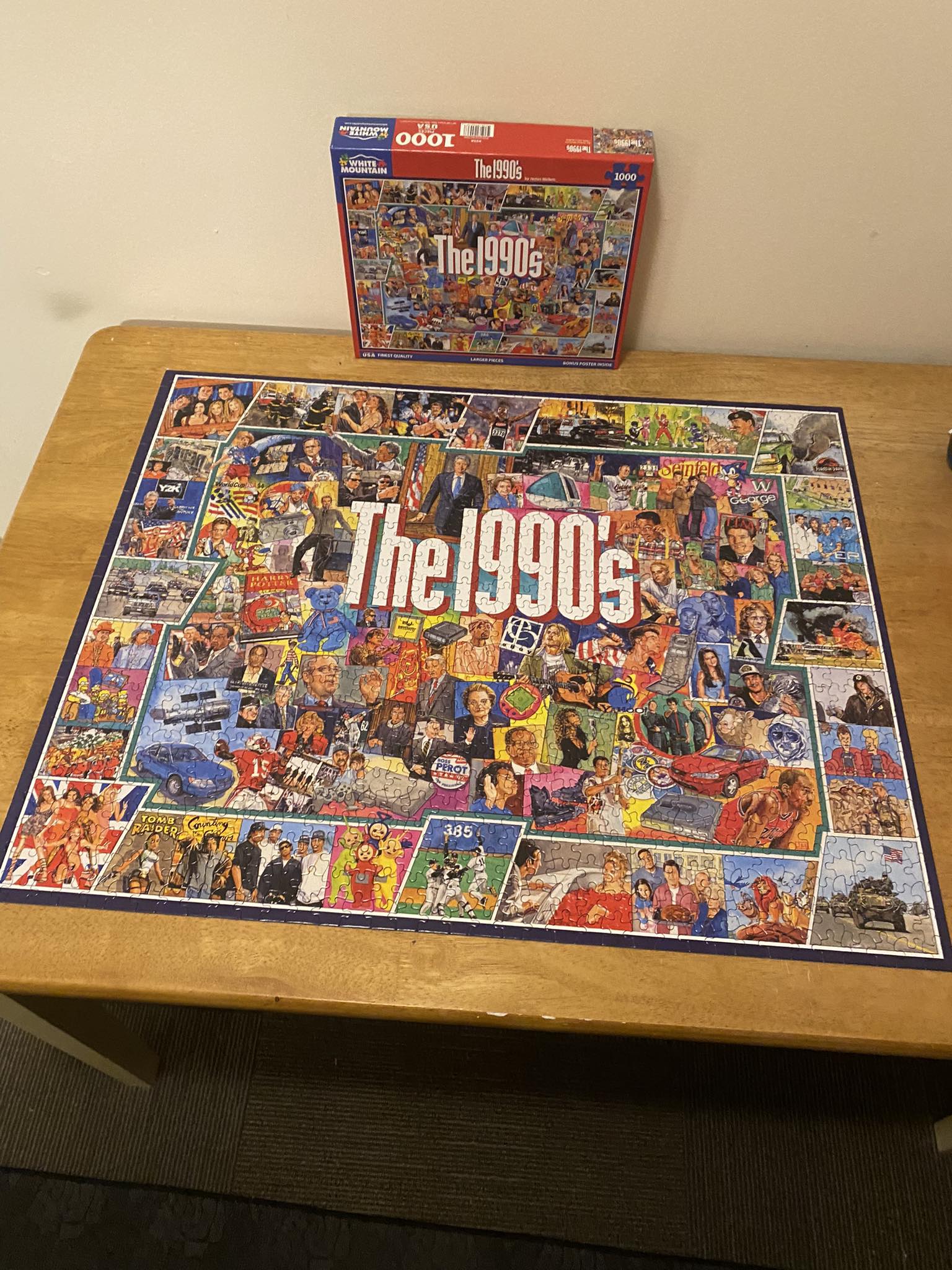 Completed 1990's puzzle with 109 images