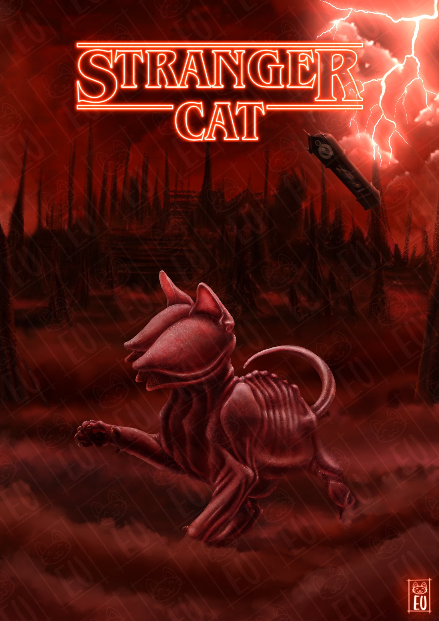Feline Demogorgon fanart inspired by Stranger Things
