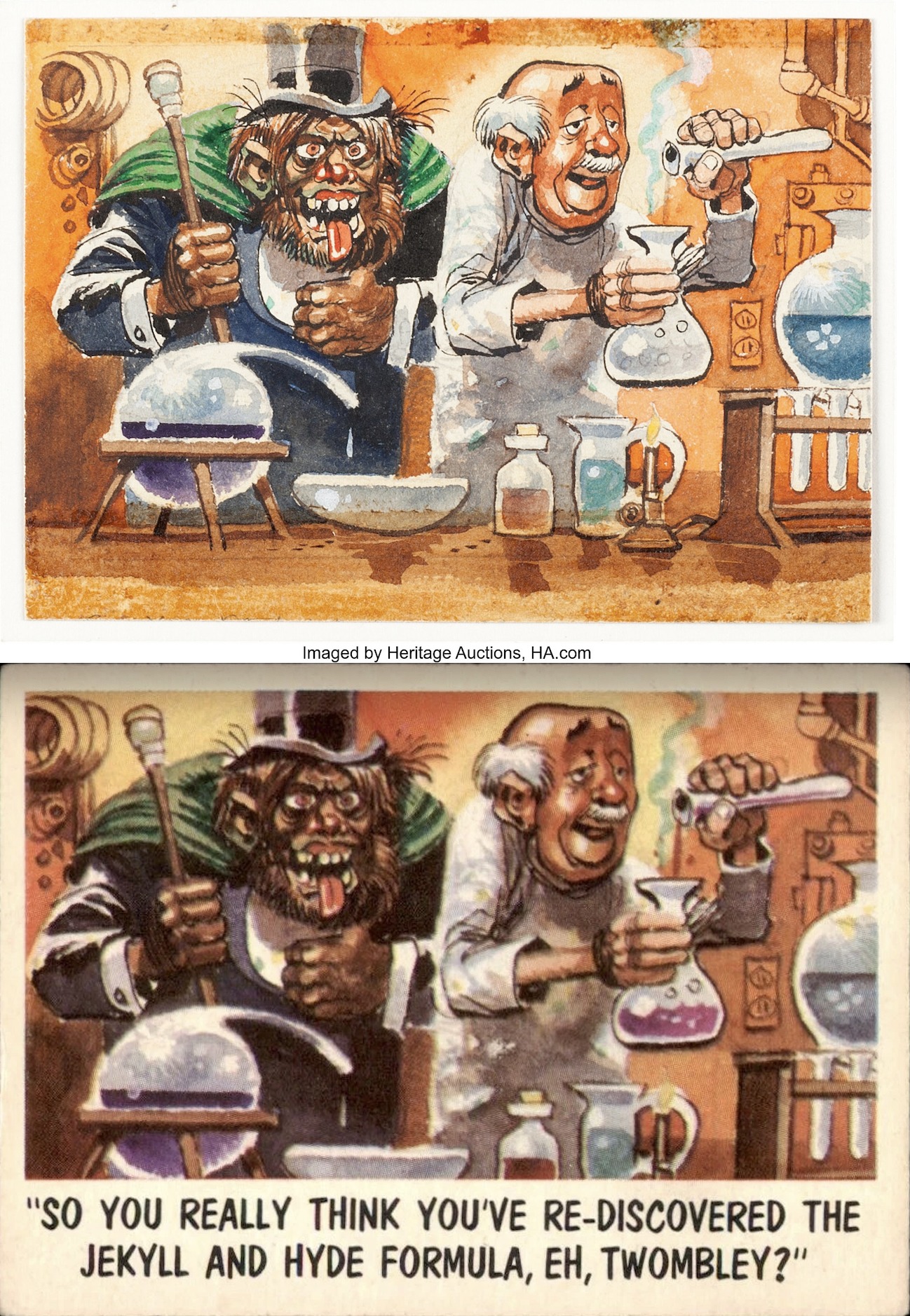 Jack Davis' 1961 Topps Crazy Cards display art for sale