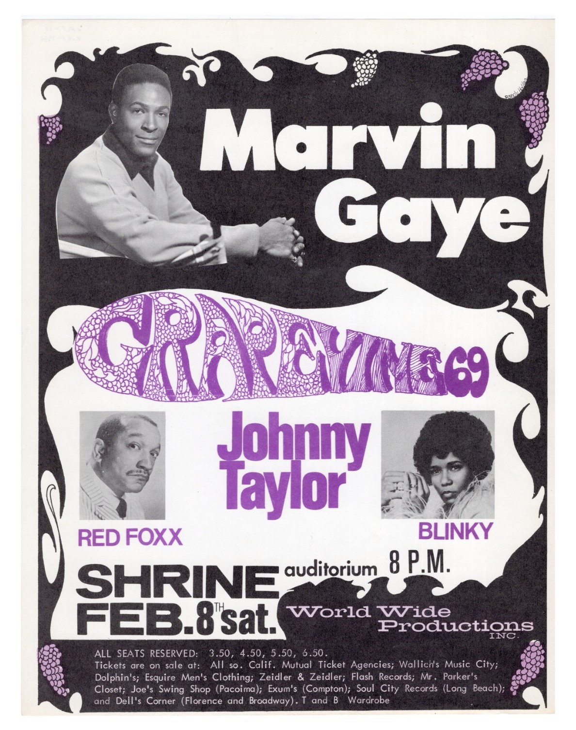 Here is a fabulous small poster for Marvin Gaye's Grapevine 69