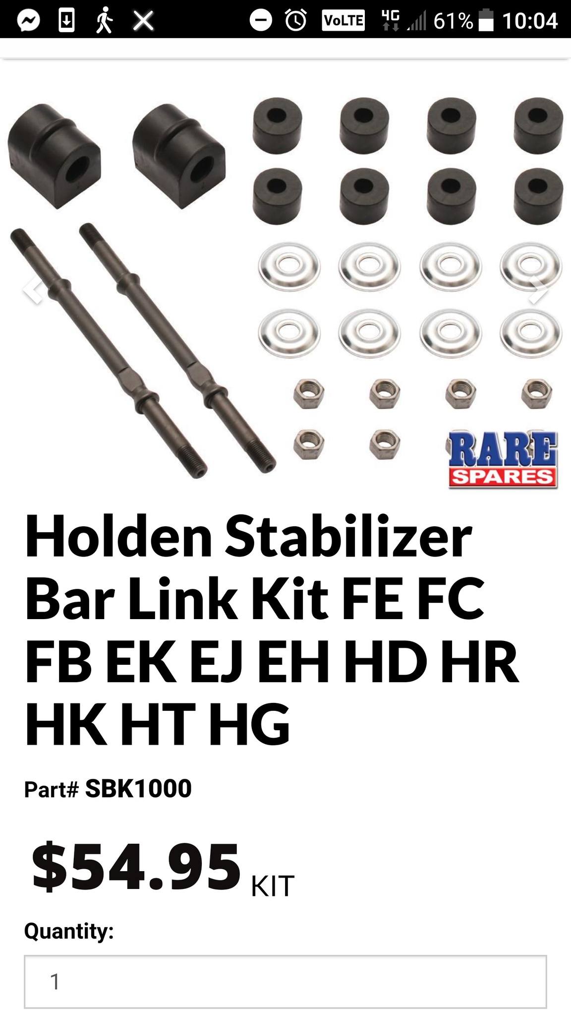 BUMP STOP KIT HOLDEN EH (80ShA) | 64,20