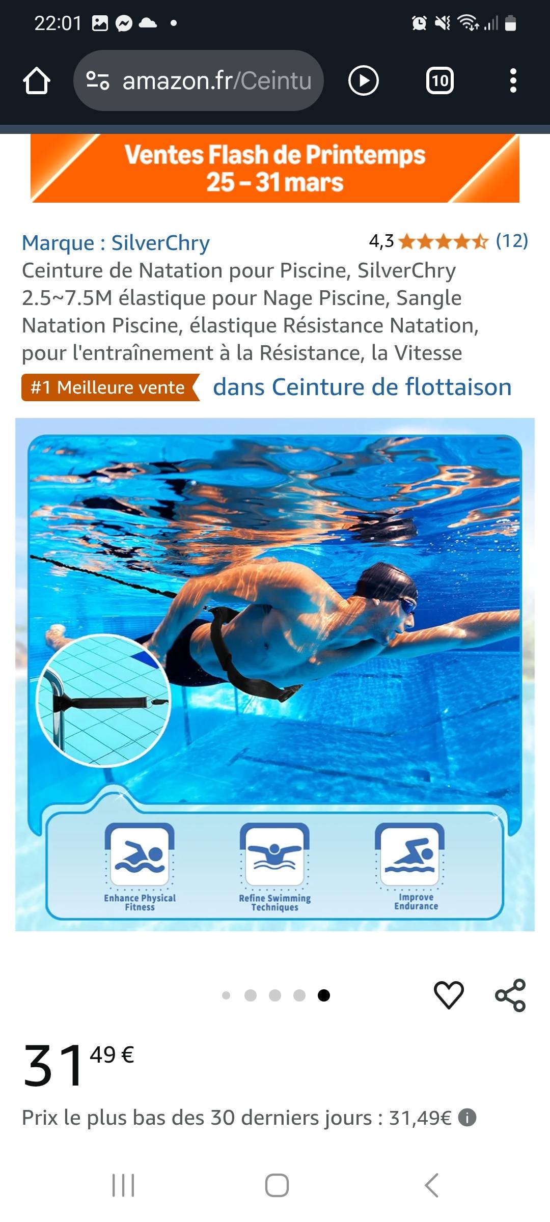 Ceinture De Natation élastique 2.5-7.5m : Réglable, Confortable, Pour S’entraîner Comme Un Pro !