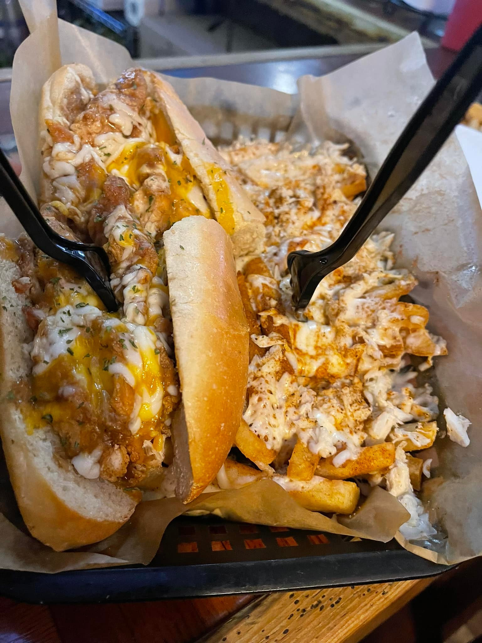 Sharky's Dirty Bird sandwich and sides review