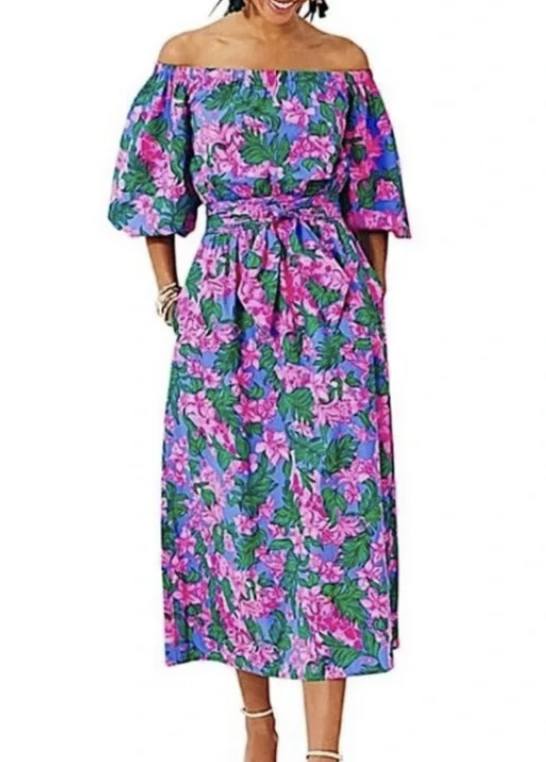 open lace back dress Lilly Pulitzer Jollian Floral Jacquard Dress for Women - Polyester Blend  Fabric