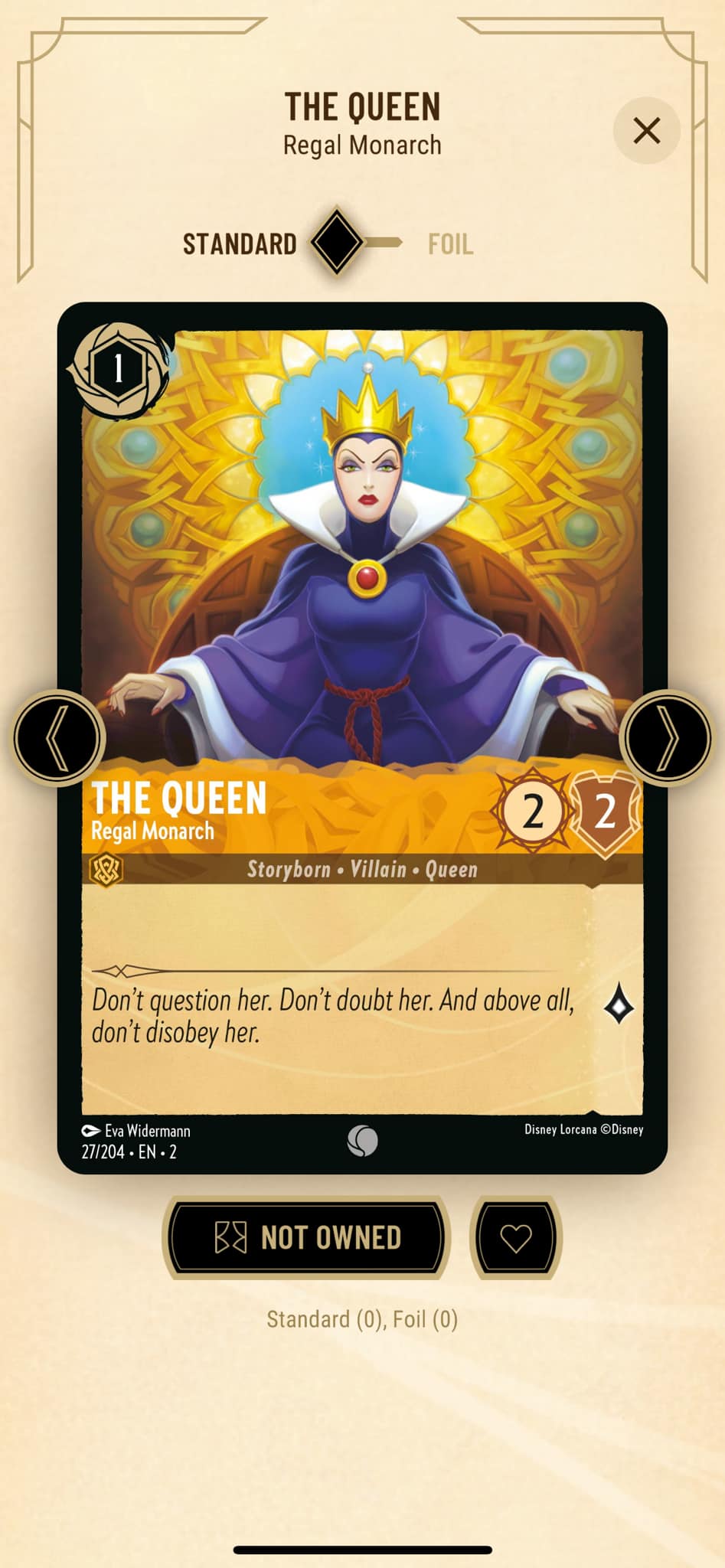 the queen lorcana card Ravensburger Disney TCG Portfolio featuring  Wicked and Vain by Matthew Robert Davies | Holds 64 Cards & 8 Oversized Cards | Premium Storage & Stylish Protection You may reveal an item card and put it into your hand Disney Lorcana Trading Card Game
