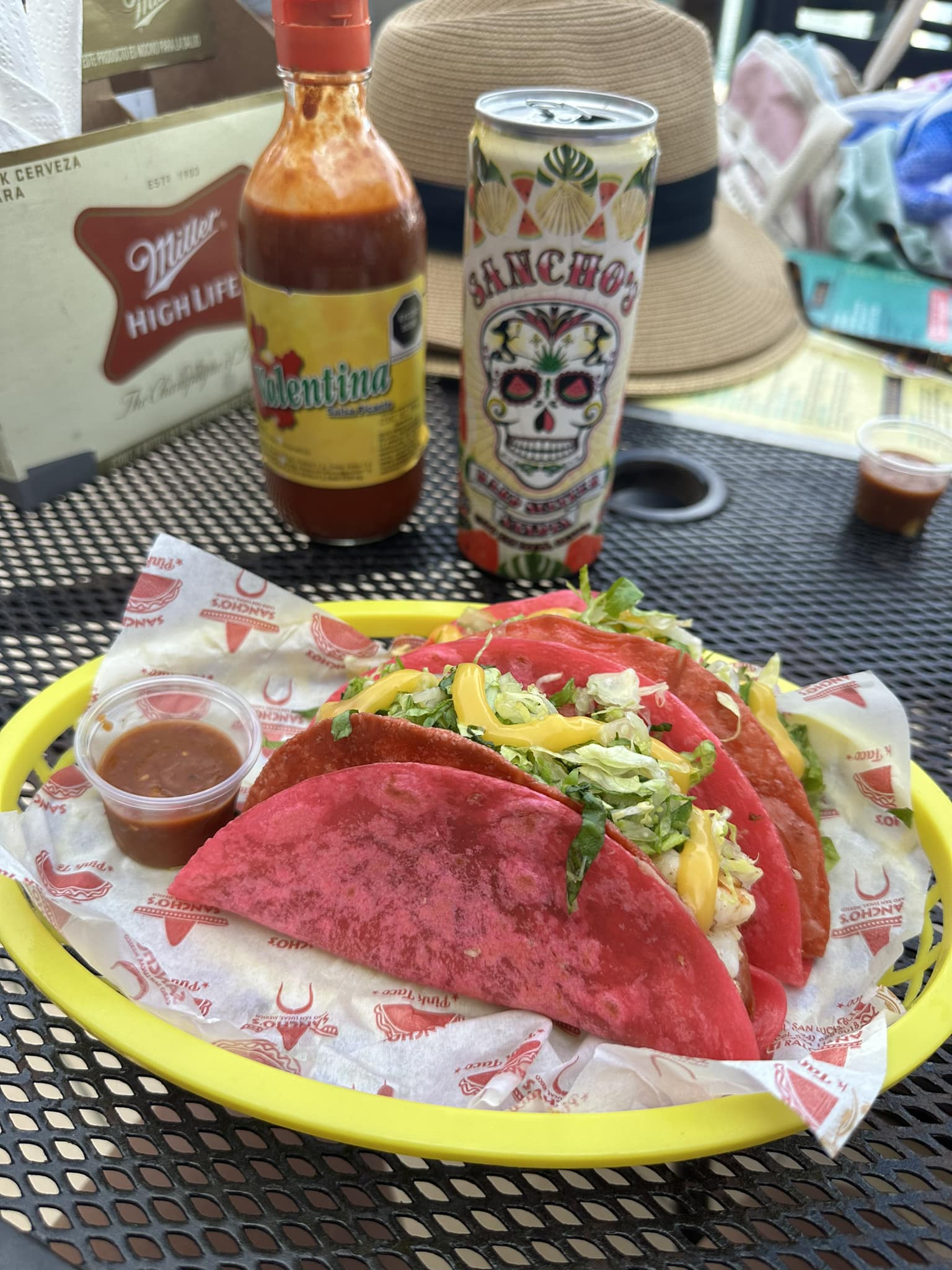 I highly recommend the pink tacos at Sancho