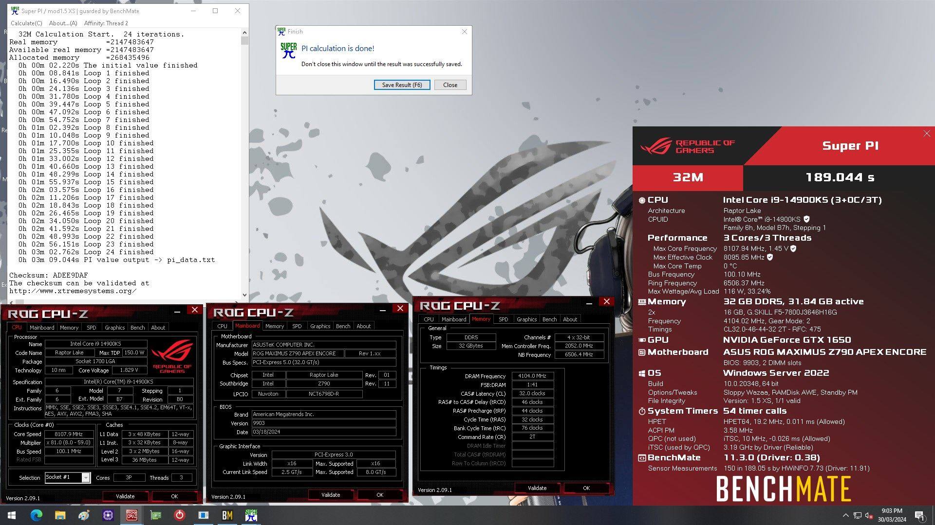 Overclocking 14900KS on Maximus Z790 Apex encore with P core only mode