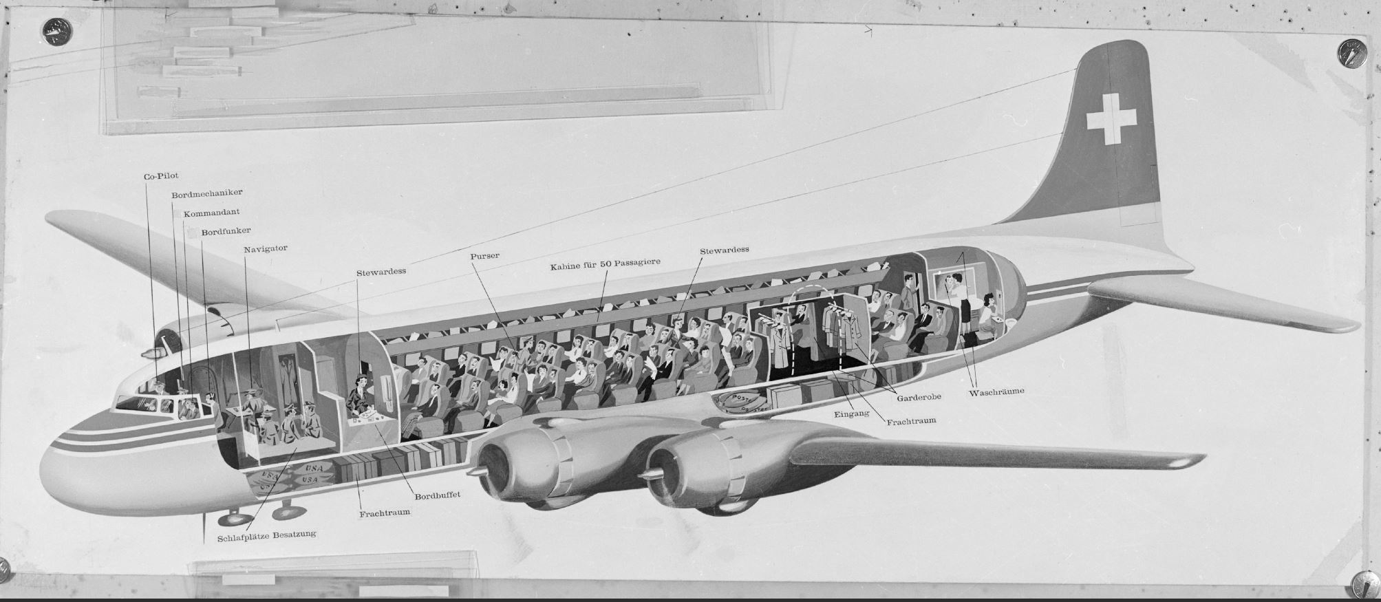 Back in 1951 the interesting seat plan of the DC-6. together with