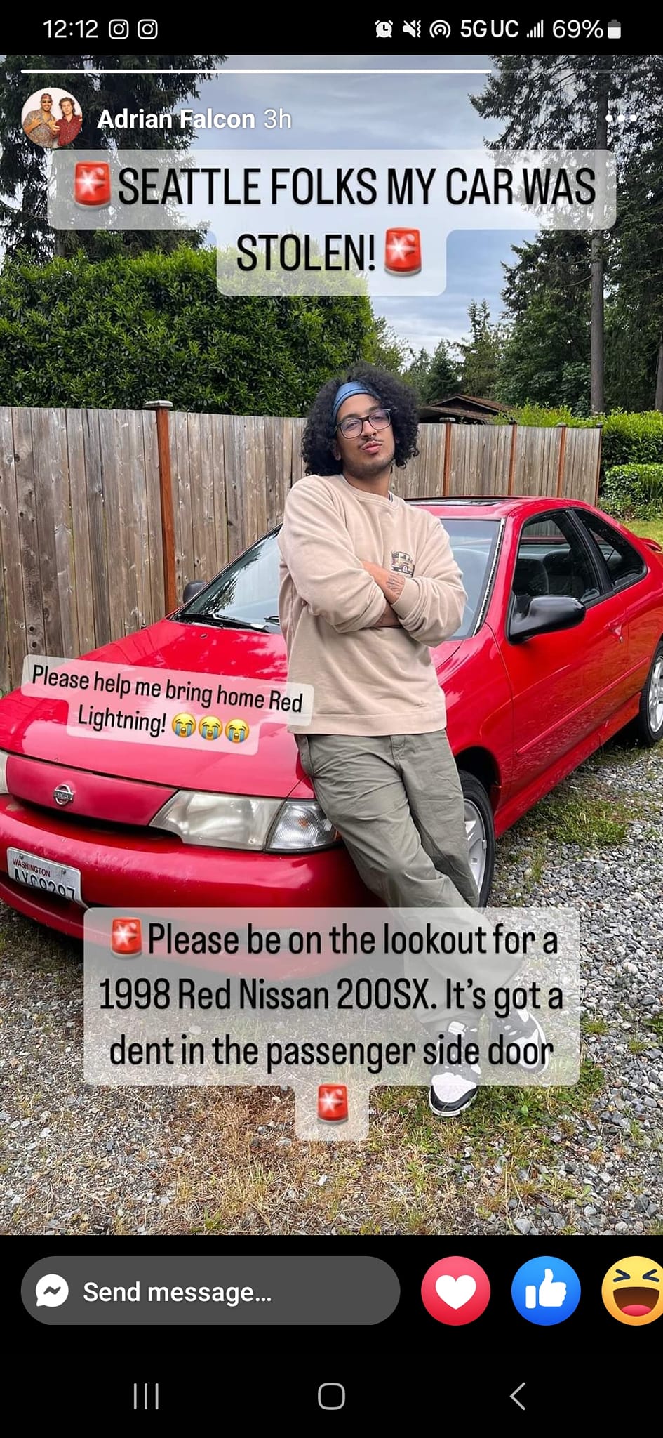 Stolen Nissan 200SX SE-R in Renton, WA