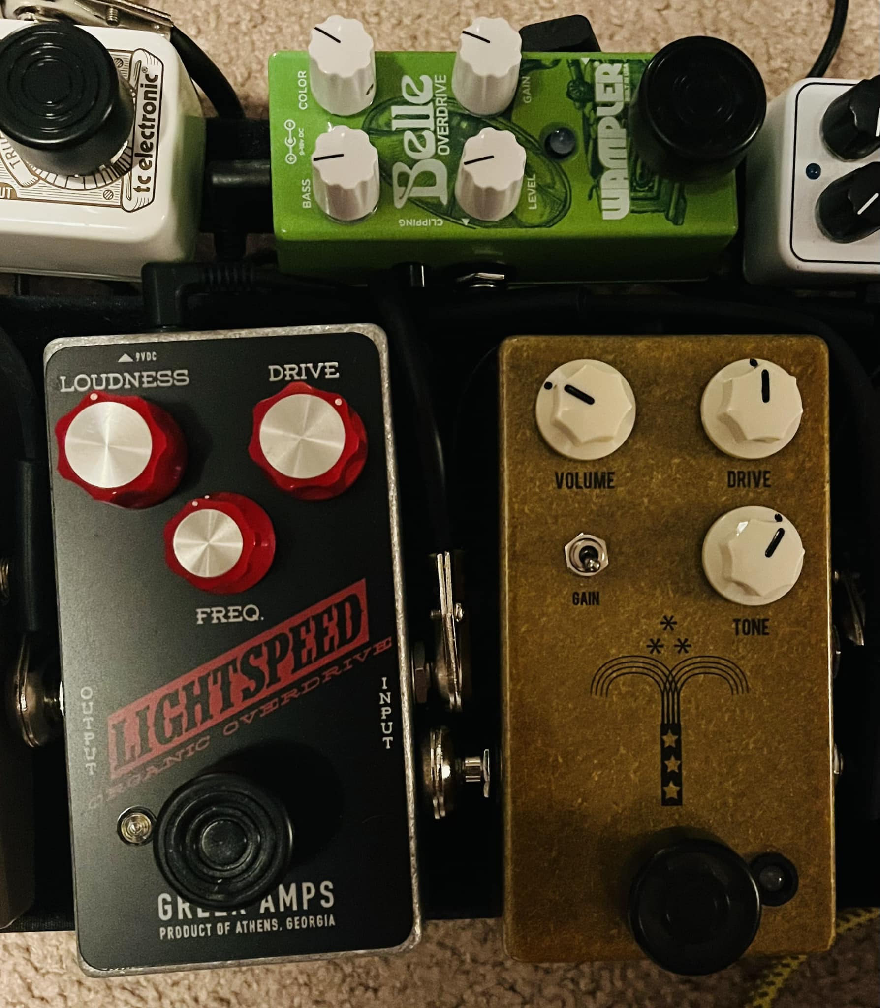 Pedalboard setup with Greer Lightspeed and Klon KTR