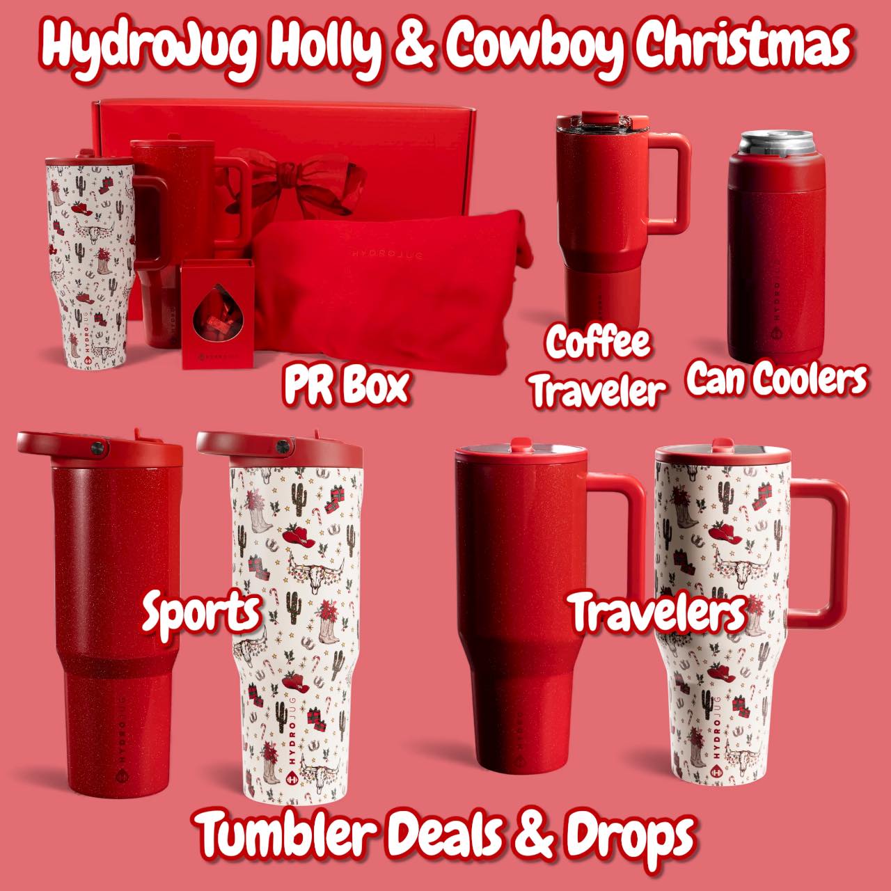 Pack Hydrojug 40 Oz Traveler - Thème Cowboy Noël & Patinage Sur Glace - Neuf Avec étiquette
