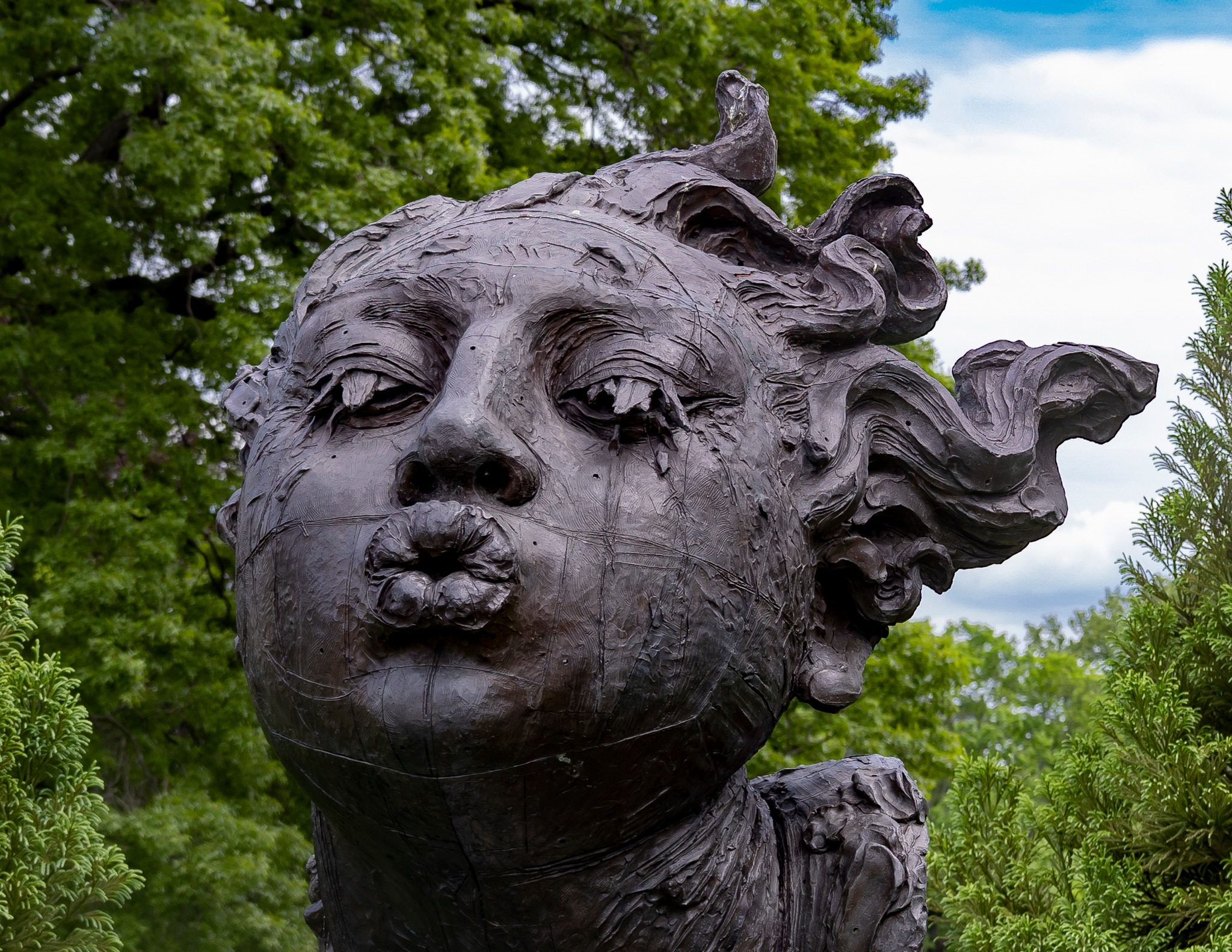 Javier Martin's Head of a Woman sculpture at Green-Wood Cemetery