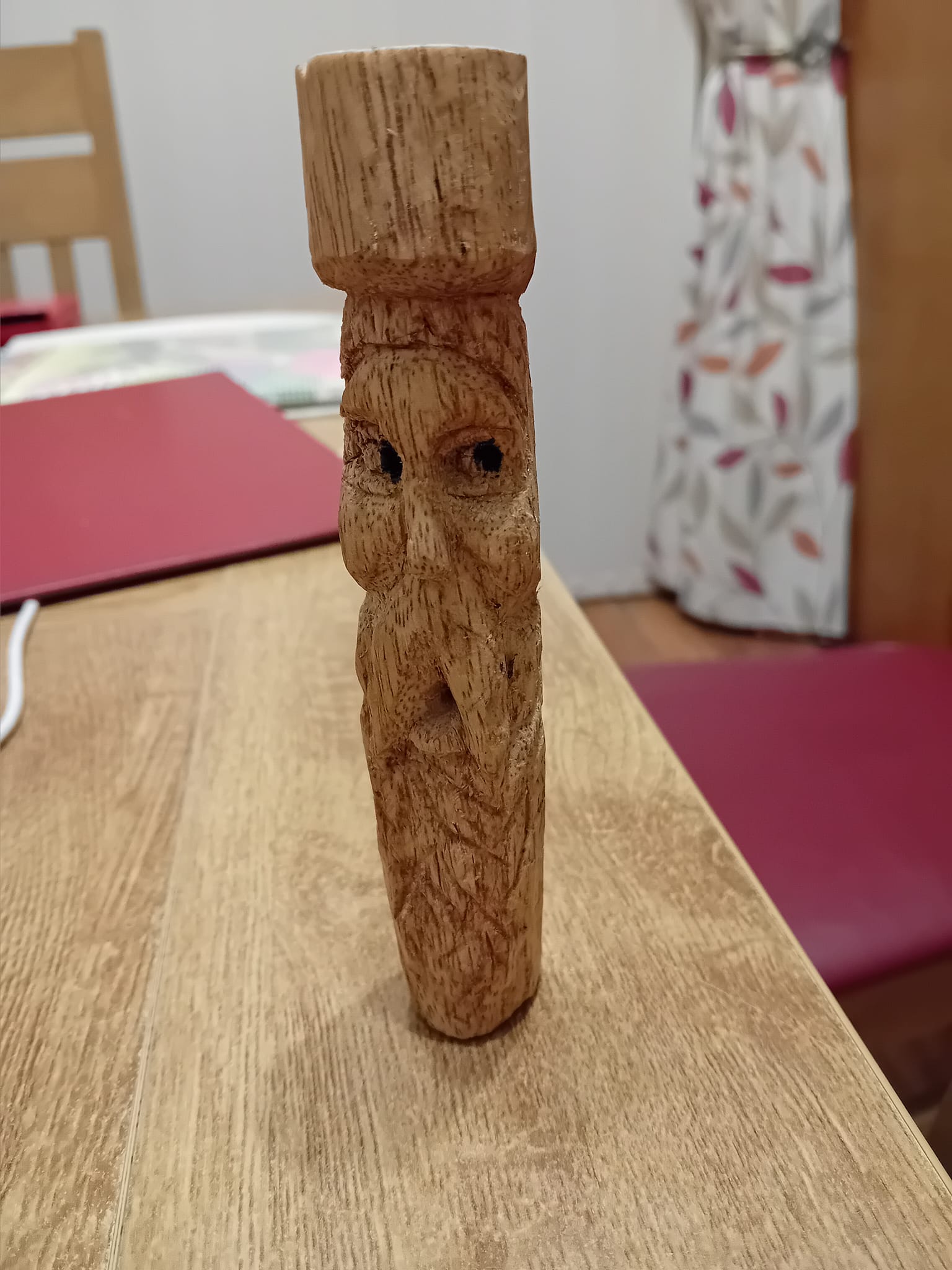 Carved a wood spirit from a dowel ,this is my second carving