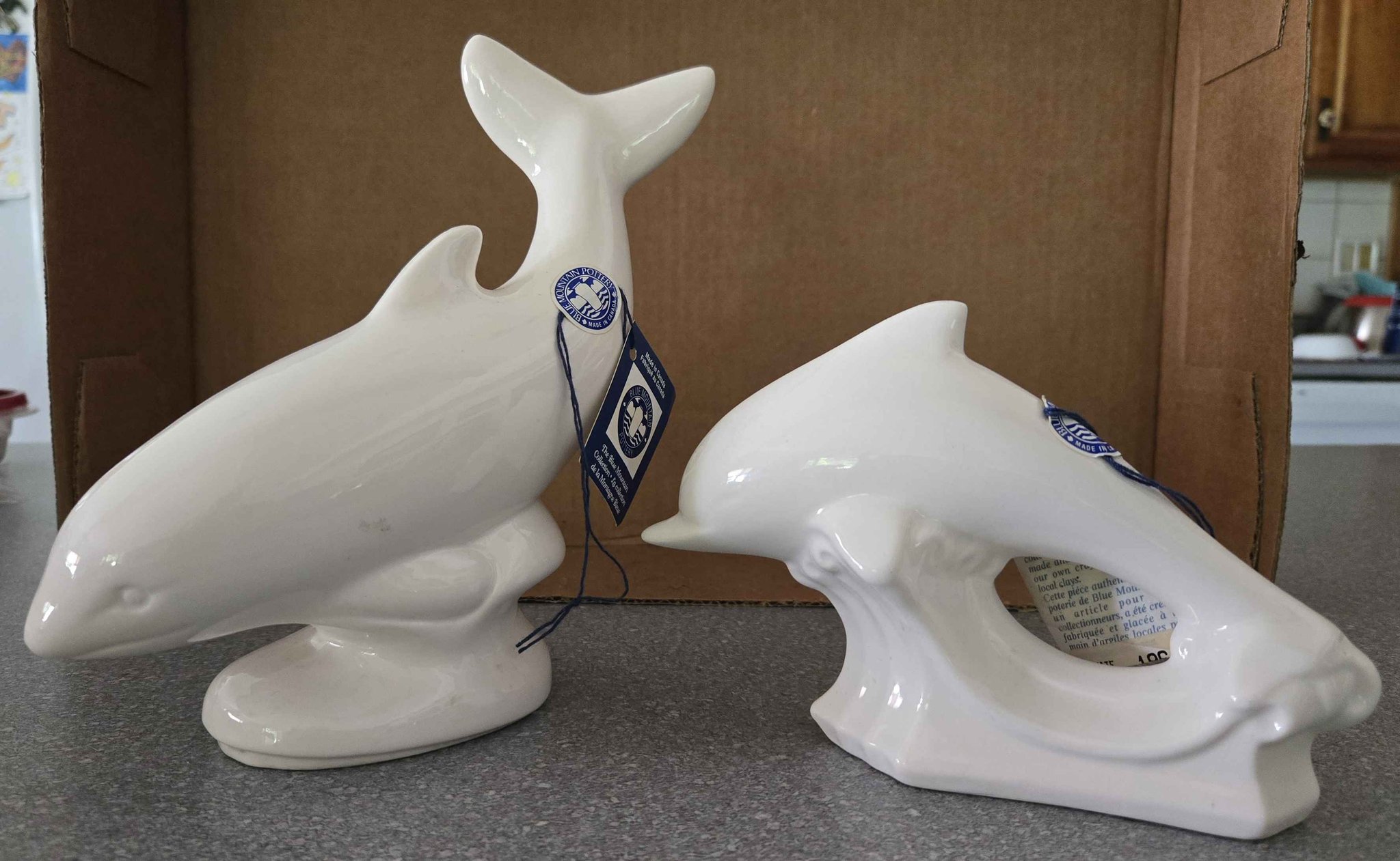 Blue Mountain Pottery millennium (2000) commerative white dolphins