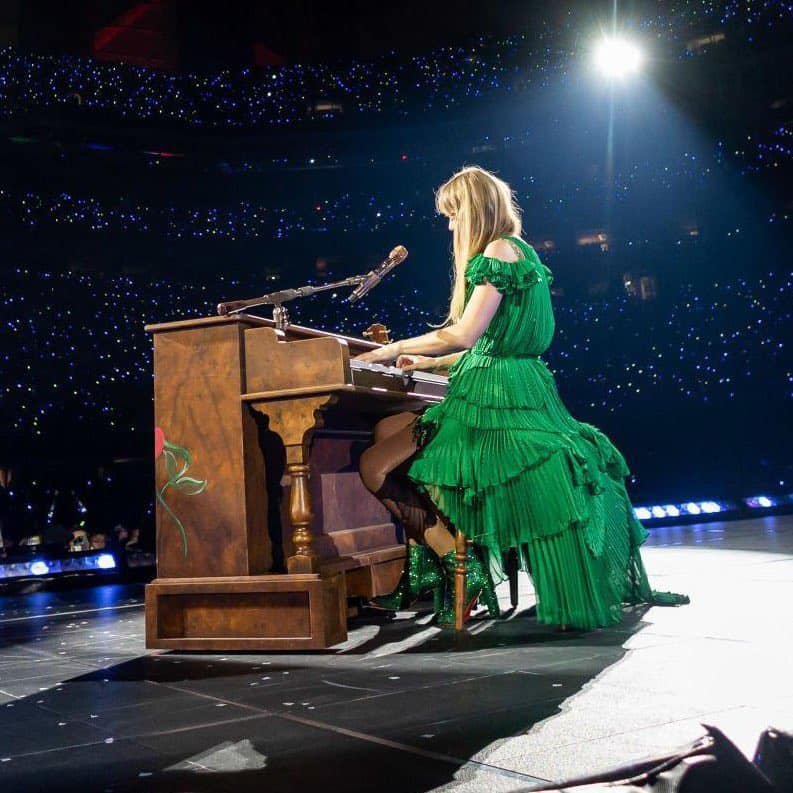 green surprise song dress Taylor Swift's Update for Singapore Night 2 badge: 30% off