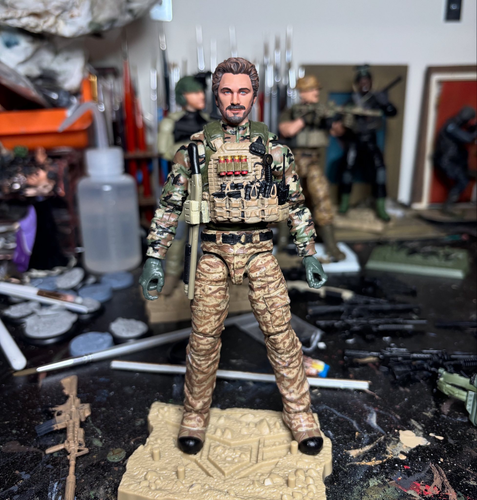 Custom military figure with desert tiger stripes