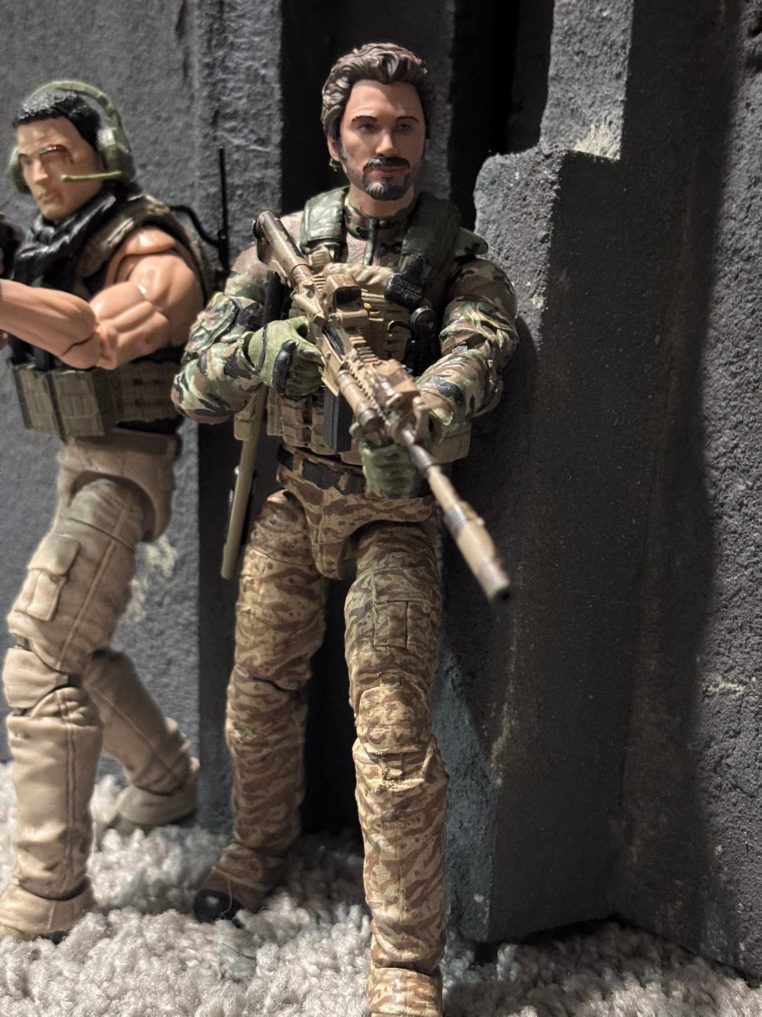 Custom military figure with desert tiger stripes