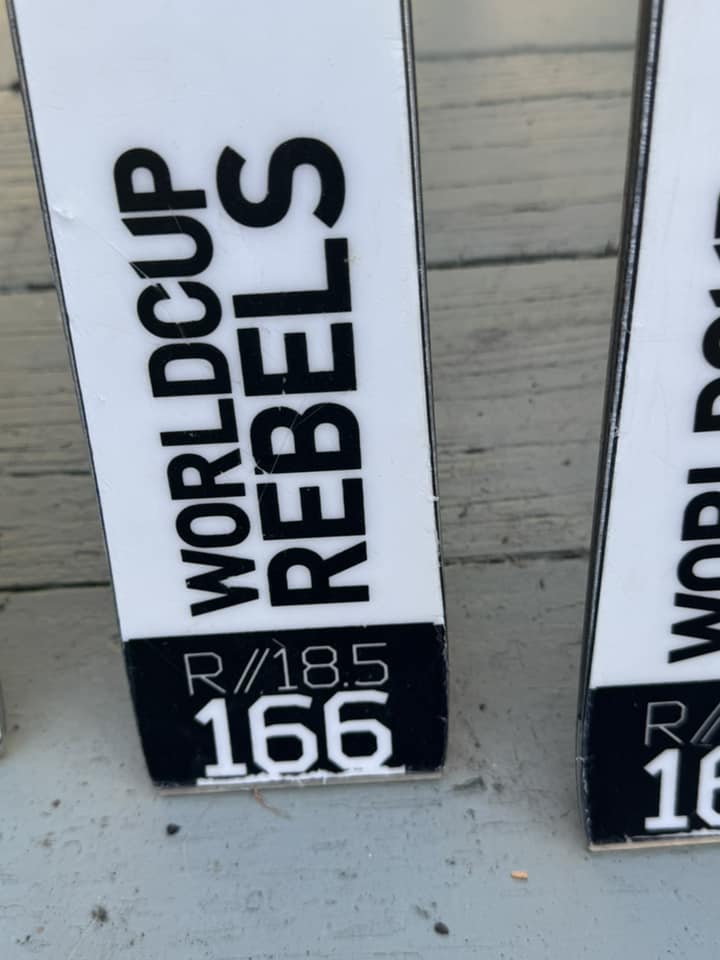 I'm offering two ski options: a 166 cm Head World Cup Rebels ski