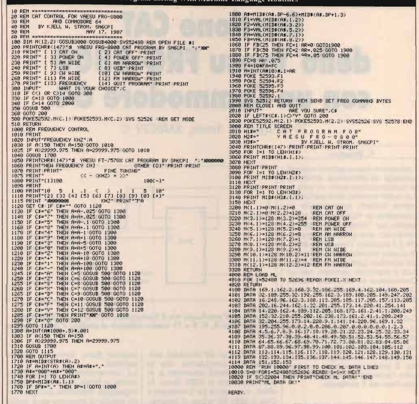 意志の力　イタリア語 C64 BASIC program for Yaesu FRG-8800 transceiver control