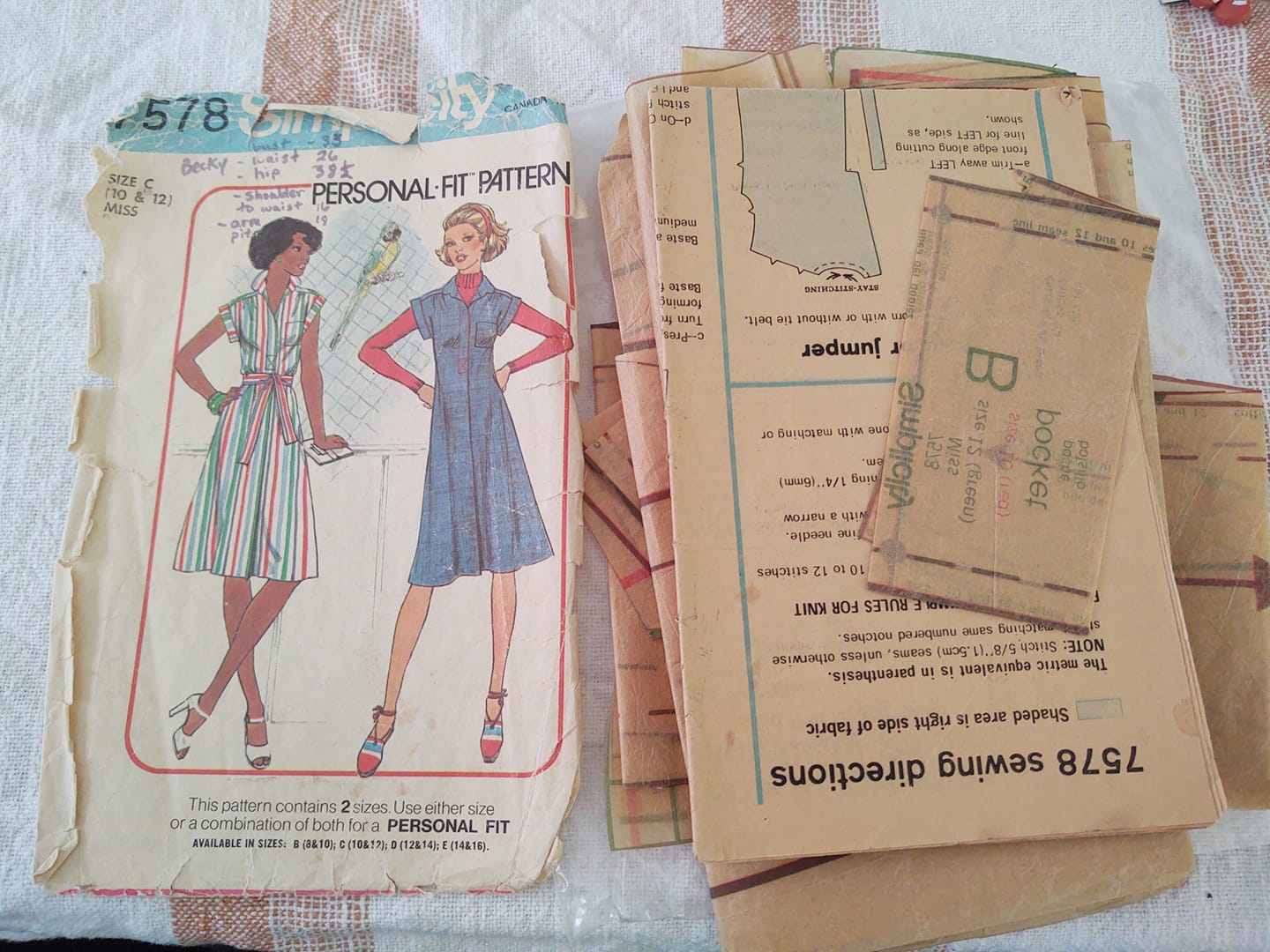 1976 Simplicity pattern 7699 for denim and flannel dresses