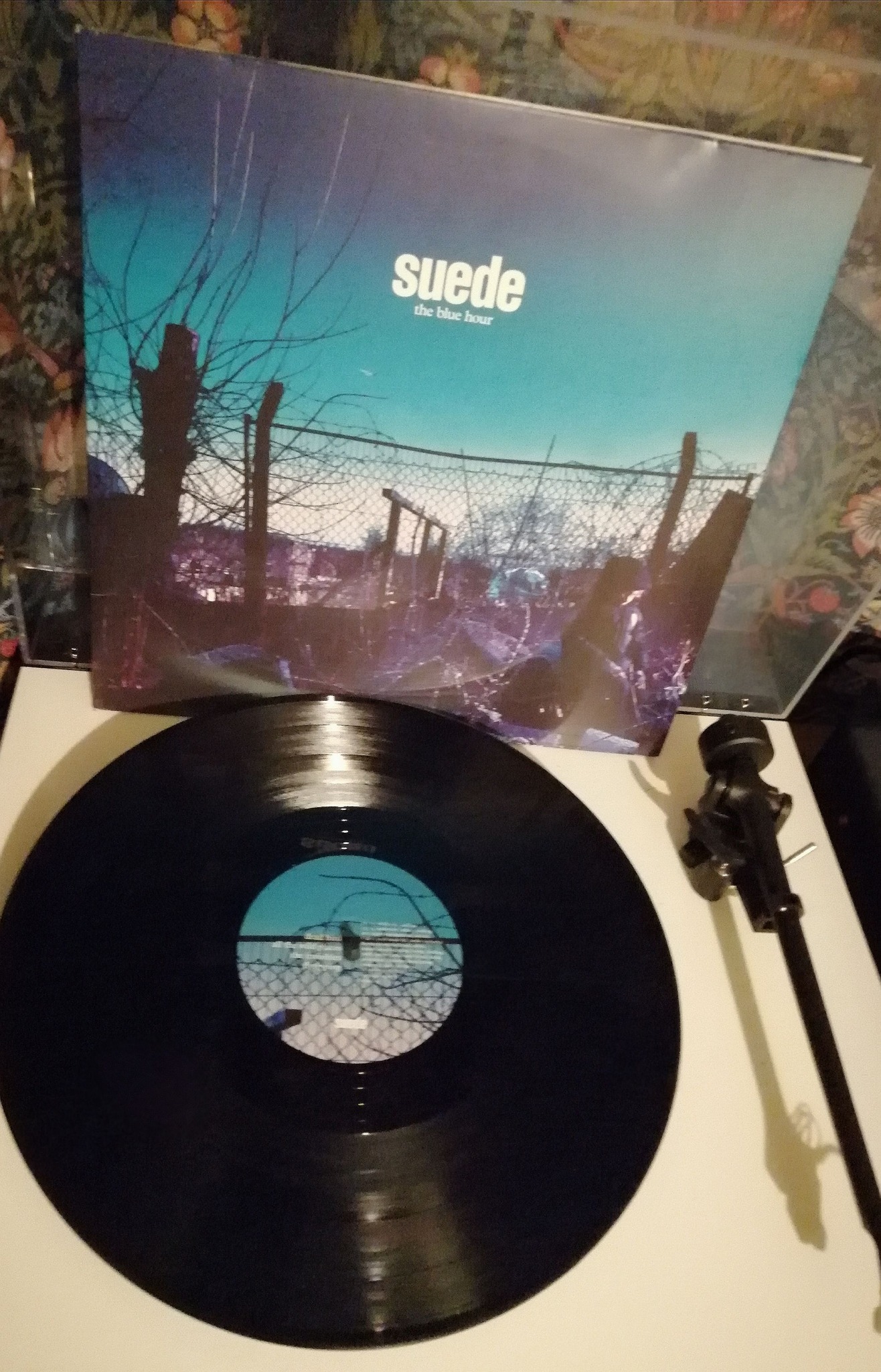 Suede The Blue Hour signed sealed blue vinyl with store promo poster