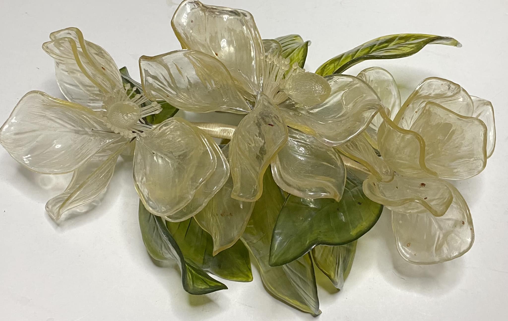 Vintage 1967 lucite molded flowers found at Goodwill
