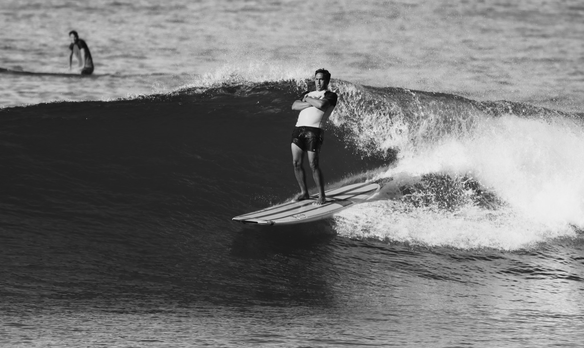 Duane DeSoto surfs well on Duke's board