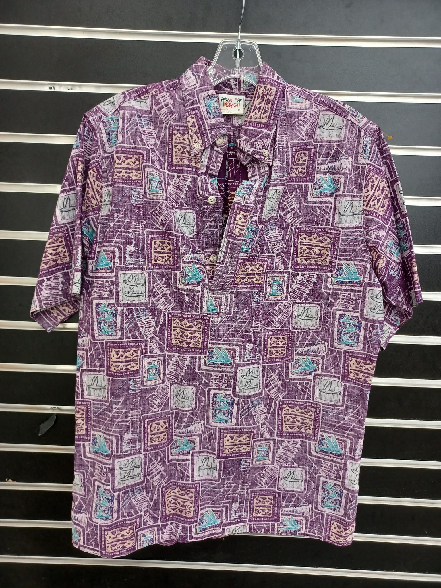 T-shirt Vintage GO BAREFOOT Motif Palmiers Hawaïen – Taille XL, Manches Courtes