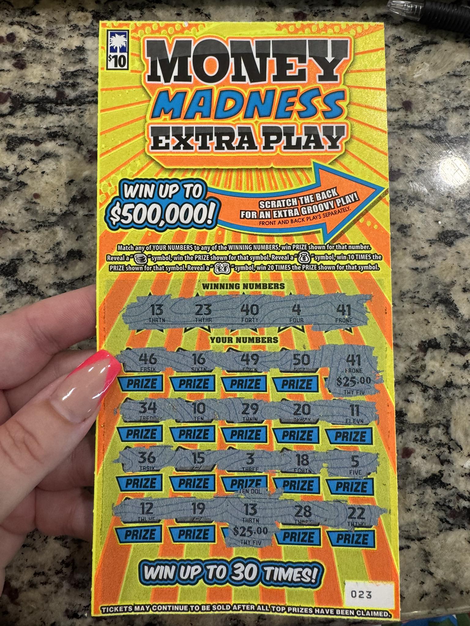 Just to share time we do a little lottery together. 250th… We