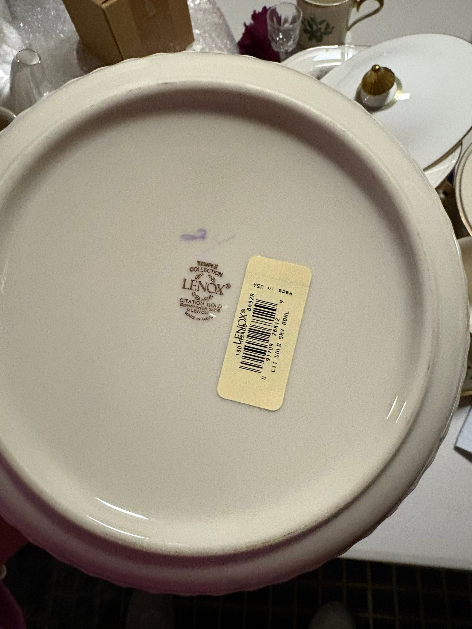 VTG Lenox Solitaire Platinum Round Covered Vegetable Serving Bowl, 11