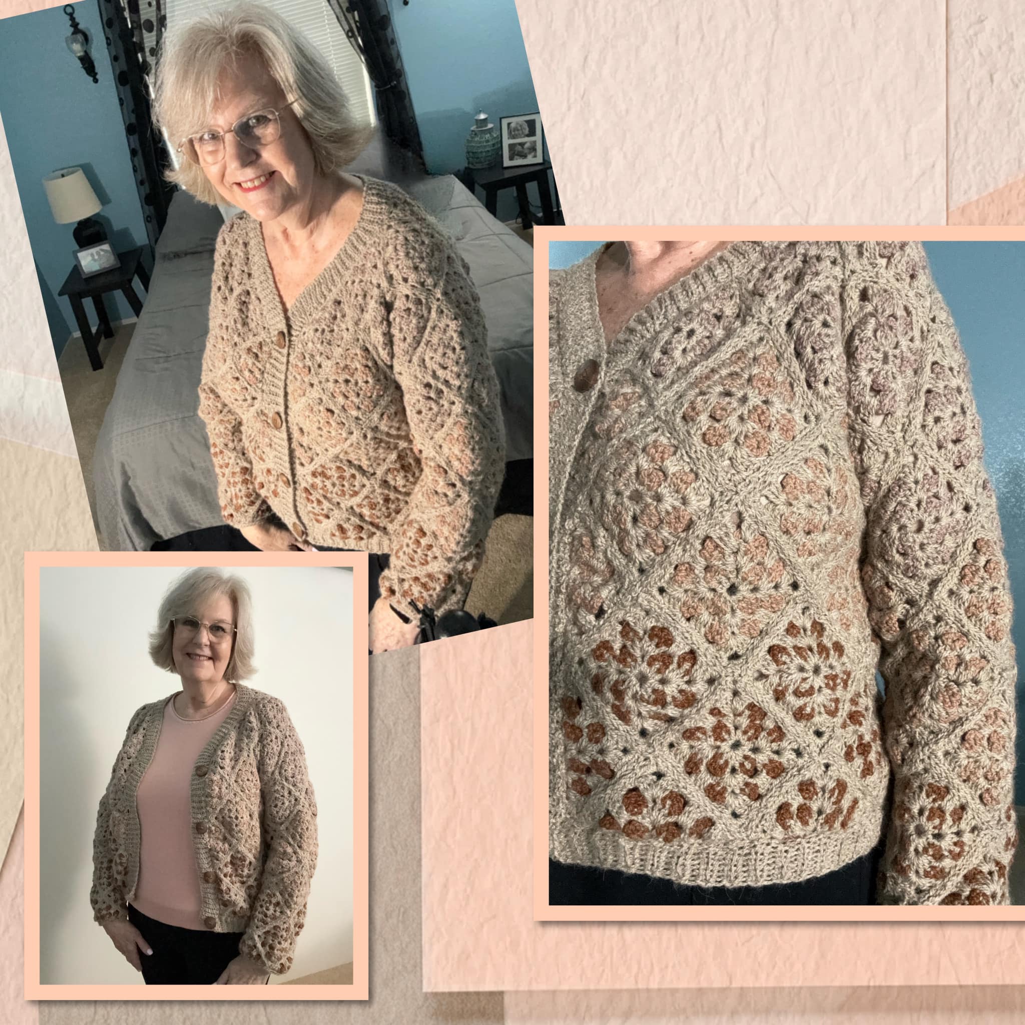 Completed Fancy Granny Cardigan using Upcycle Alpaca Blend Worsted