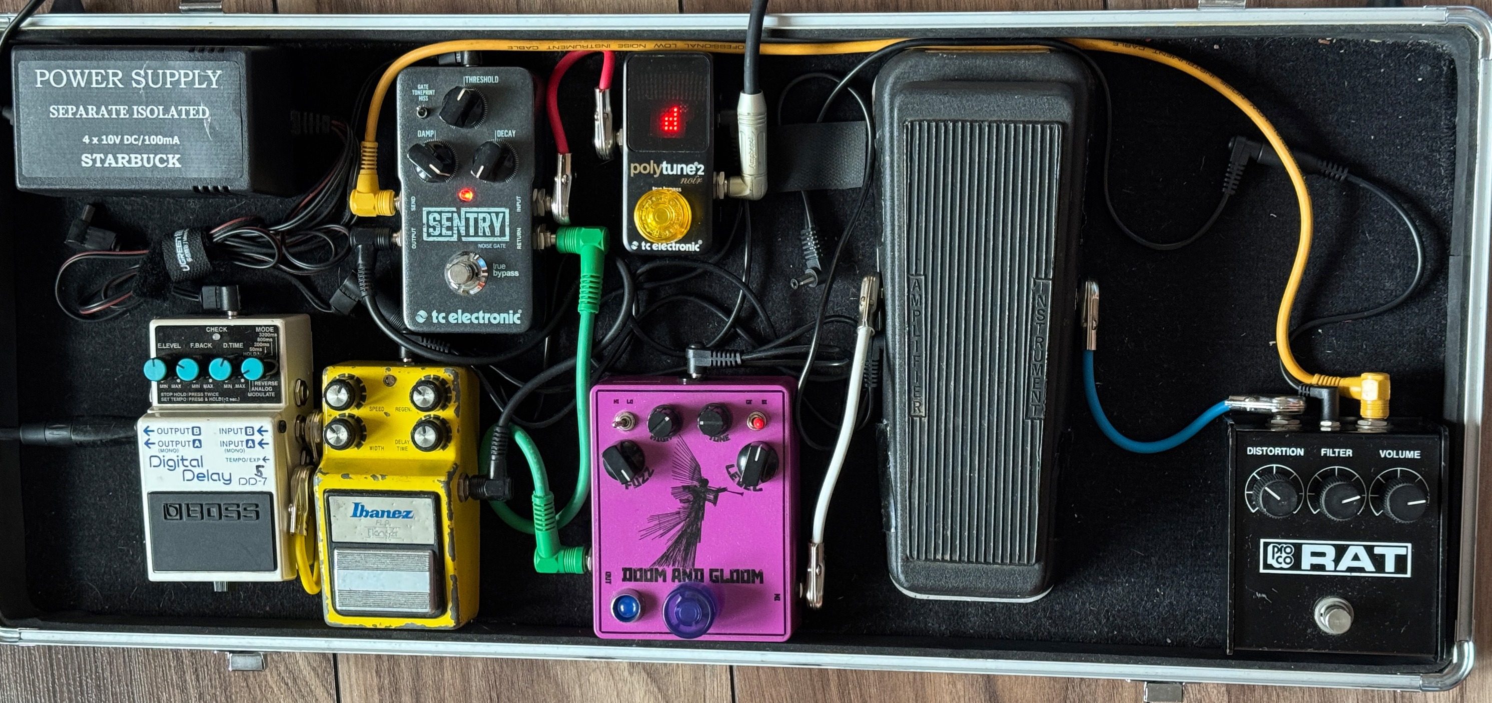 Greg Anderson's pedalboard during last Goatsnake tour : three Rats