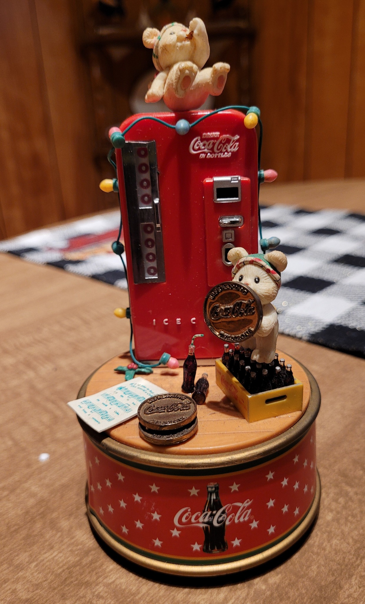 Vintage Coca Cola musical bear and machine found