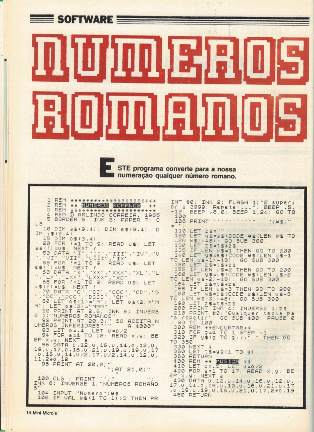 ZX Spectrum numeral converter program