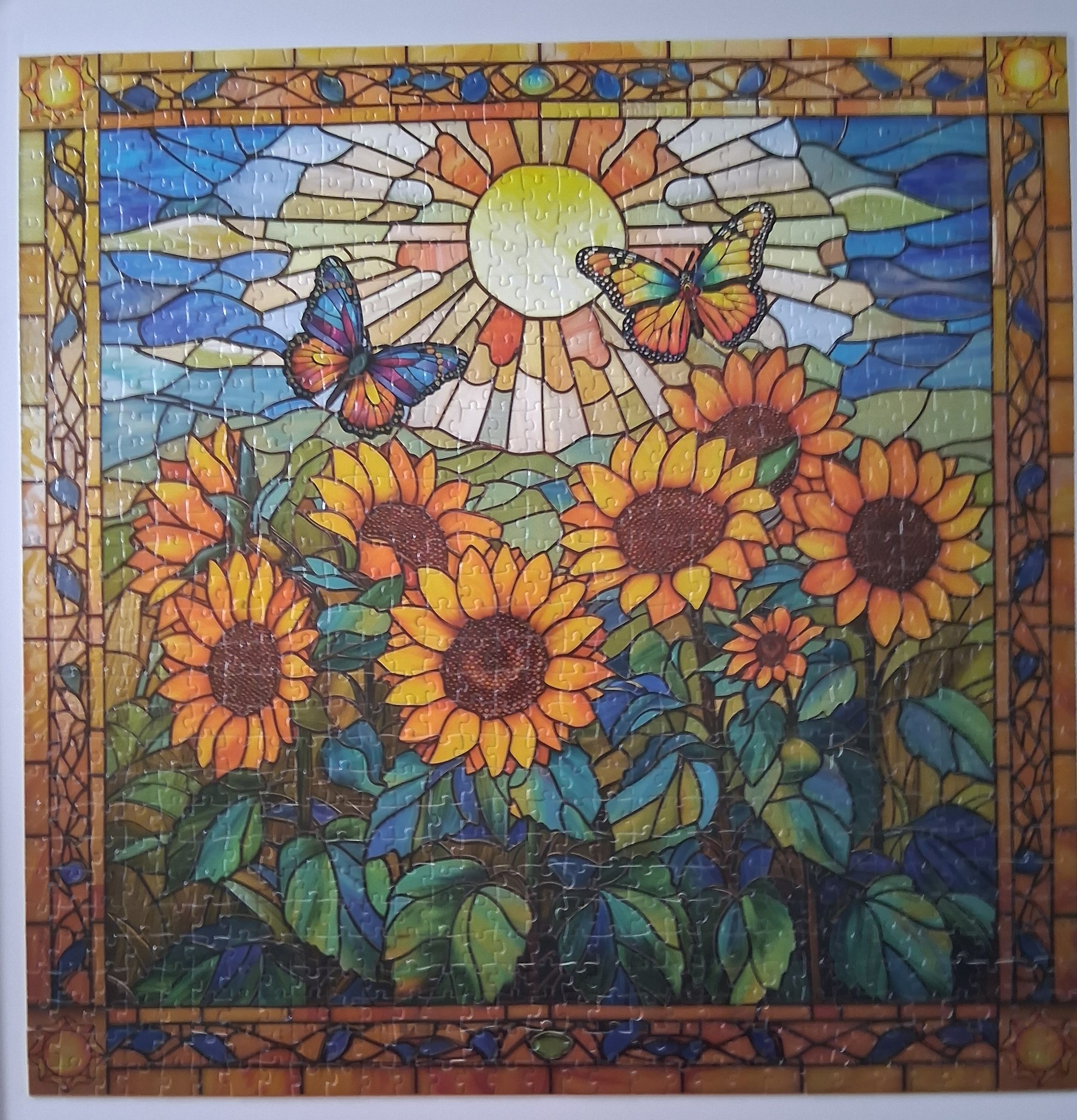 PICKFORU 1000 Piece Cactus Puzzle For Adults - Stained Glass Mosaic Art, Colorful Succulent Puzzle (27.5x19.7 In)