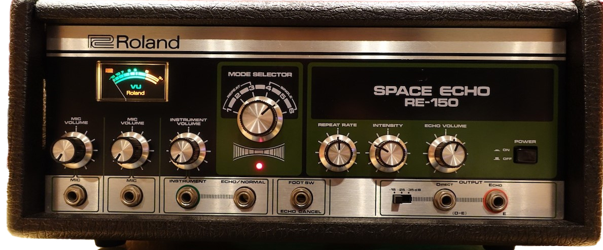 Why is the echo out on my Roland RE-150 quieter than the mix output?