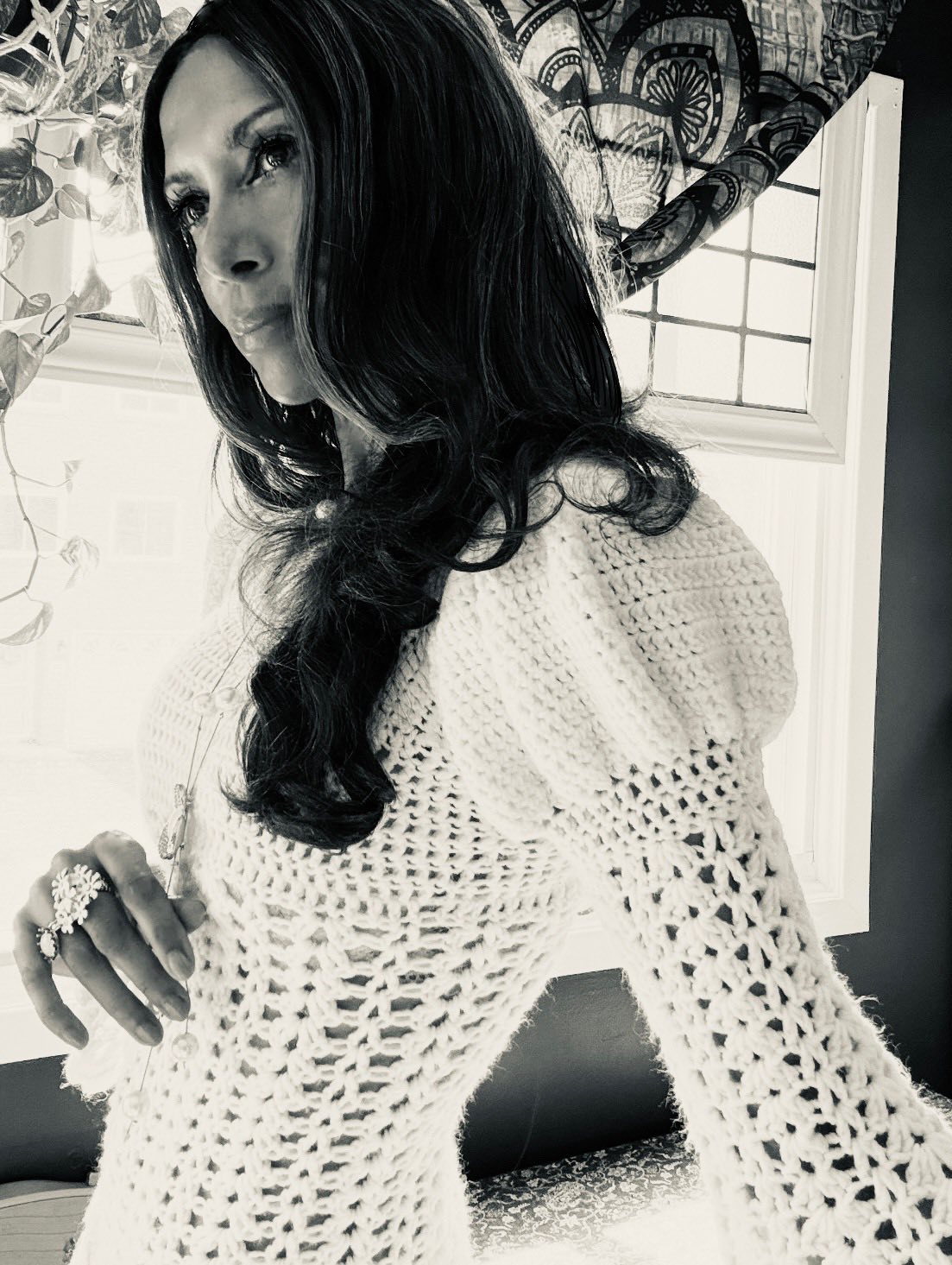 Vintage 1969 crochet dress with Juliet sleeves