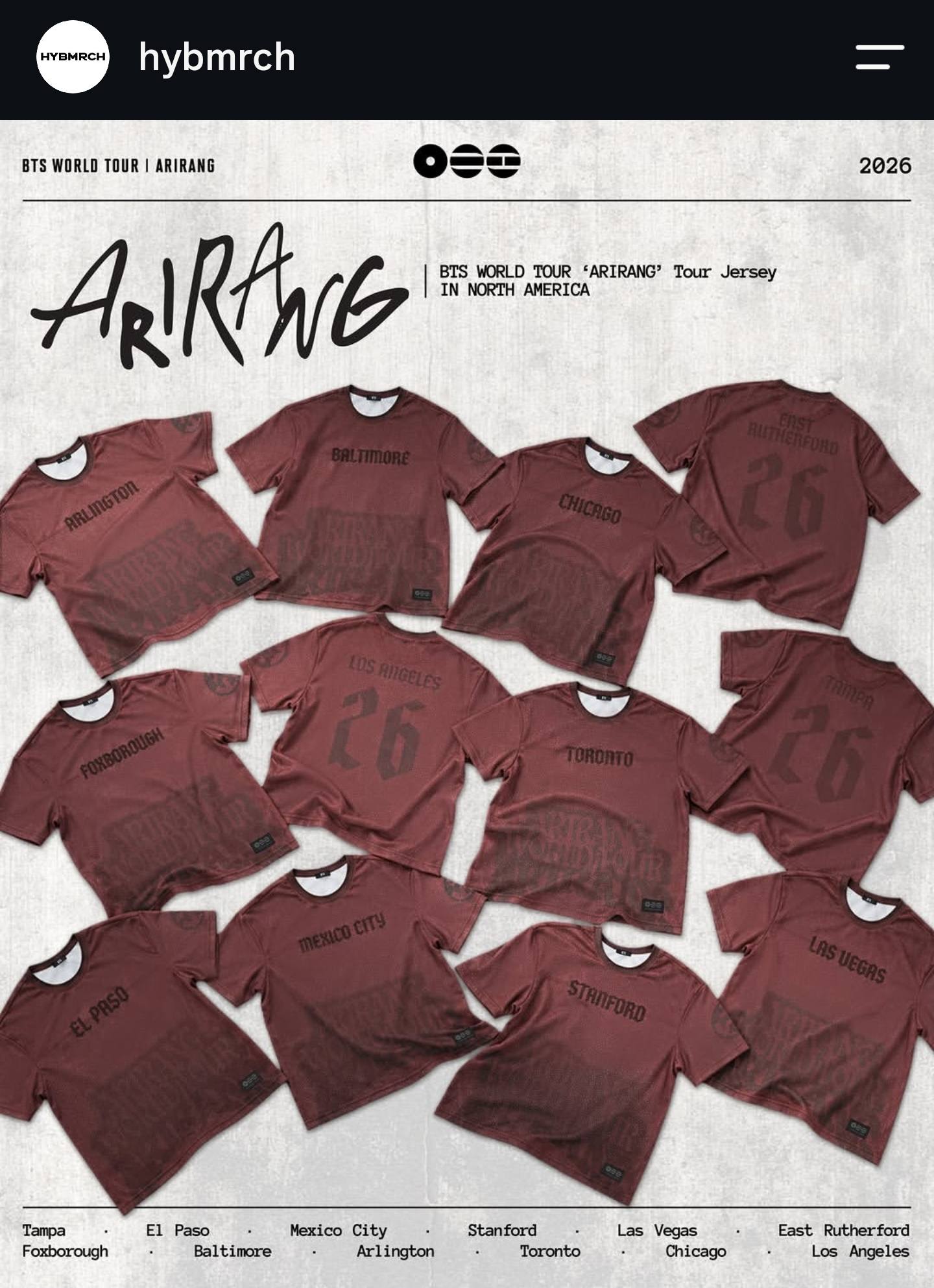 BTS World Tour 'Arirang' North America exclusive merch release date