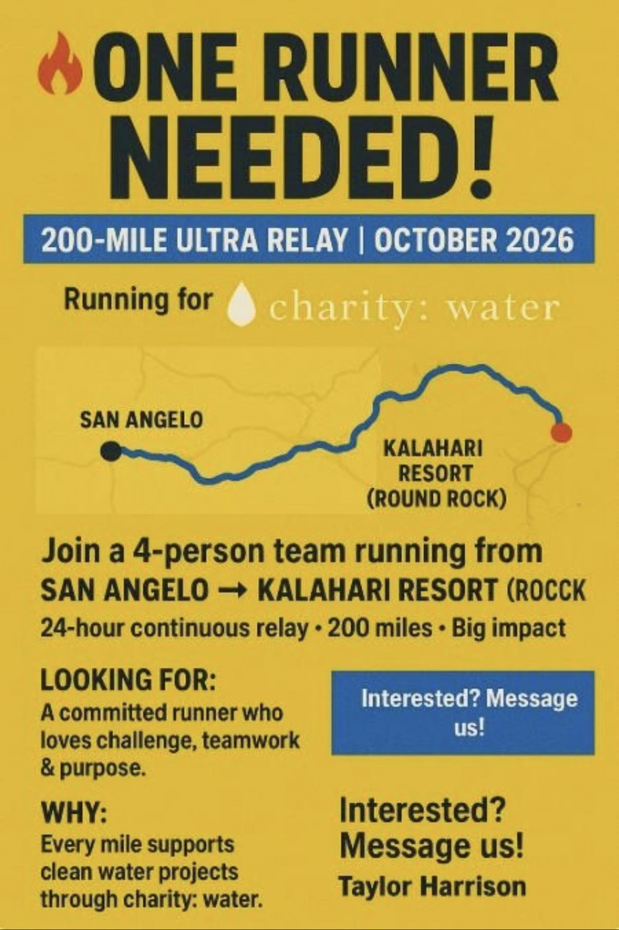 Join charity ultra relay team in San Angelo, TX